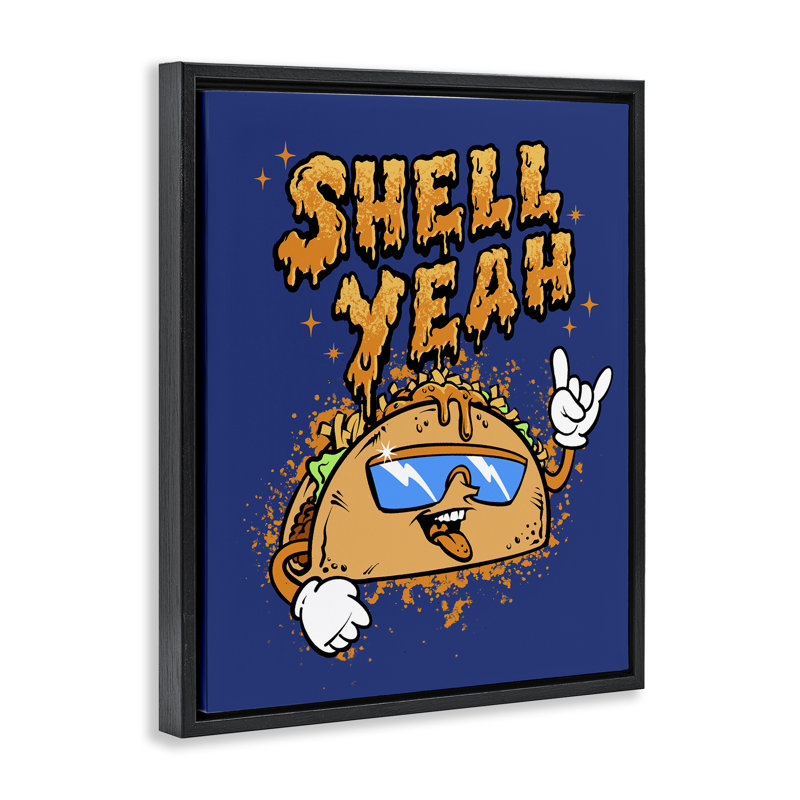 Cadre flottant Shell Yeah Funny Taco, design par Jedco Brands, Inc., Cadre flottant noir de jais, H 21 po x l 17 po