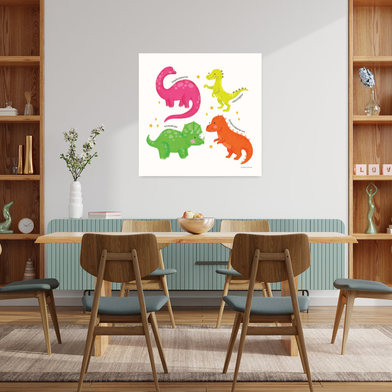 Dino contemporain avec animaux, art lumineux, H 36 po x l 36 po
