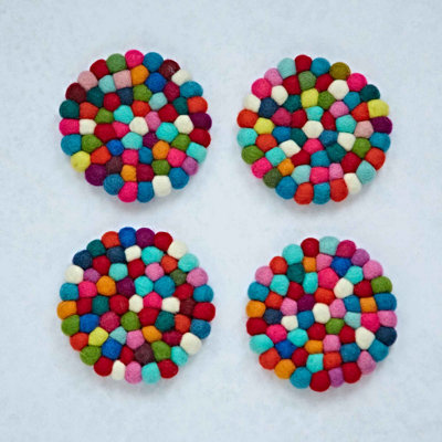 Handmade Felt Ball Coasters