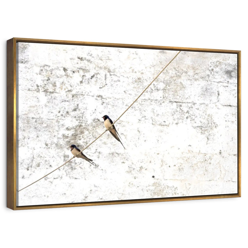 Swallow Songbirds, 46 po x 31 po, Cadre flottant doré