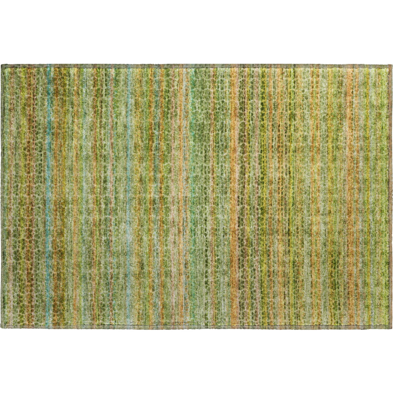 Premium Machine Washable Mayfield AMF2155 Striped Rug, Rectangle 1'8" x 2'6", Green