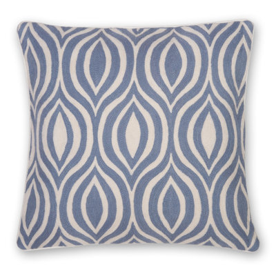 Skye Hand Embroidered Feather Down Fill Throw Pillow Cover & Insert