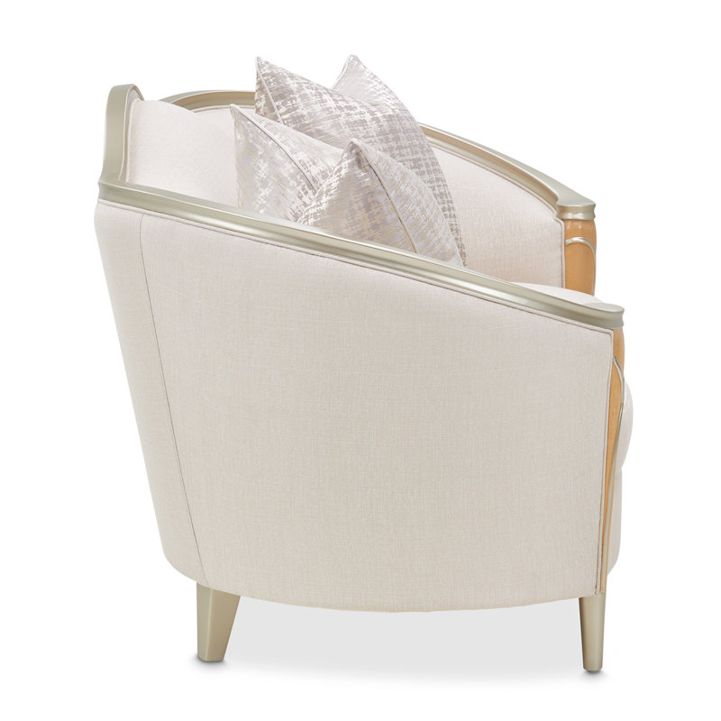 Villa Cherie 71'' Round Arm Loveseat, Pearl 100% Polyester