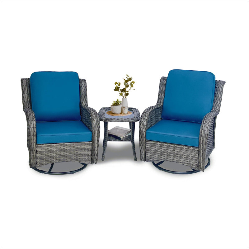 Ensemble de mobilier de patio en osier - Ensemble de conversation 3 pièces en rotin pour l'extérieur