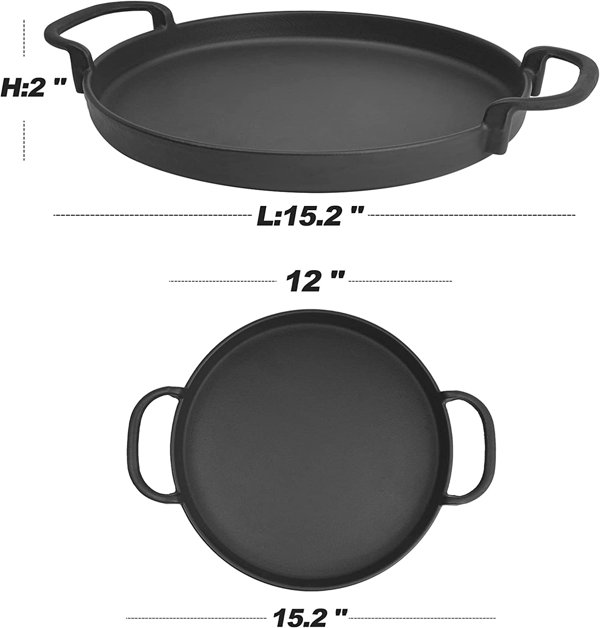  Outset Cast Iron Grill Skillet and Pan with Forged