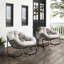 Chaise berçante confortable et spacieuse pour le jardin ou le salon - Coussin beige moelleux