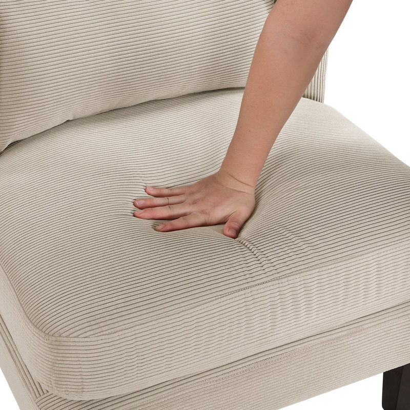 Meuble de salon moderne en velours côtelé avec coussin de chaise, Taupe