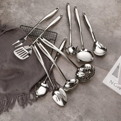 Ensemble d'ustensiles de cuisine 9 pièces en acier inoxydable 304