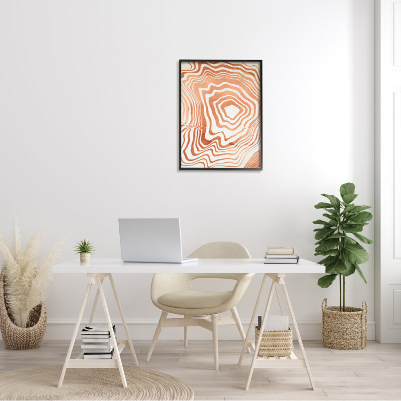 «Abstract Water Ripples», ligne orange avec rainures abstraites - impression, H 30 po x l 24 po x P 1,5 po