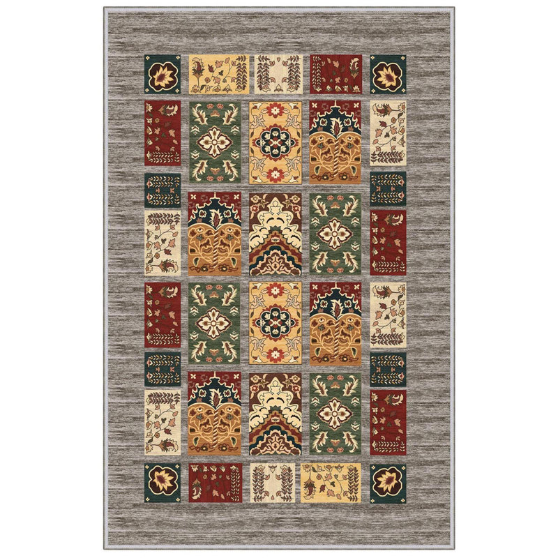 Tapis tissé de qualité supérieure, 100% polyester, 4,6 x 7,2 pi | Pois antibactérien antidérapant en PVC | Impression numérique 3D, lavable à la machine, hauteur des poils: 0,3 po | Idéal pour le salon, la chambre à coucher et les espaces repas