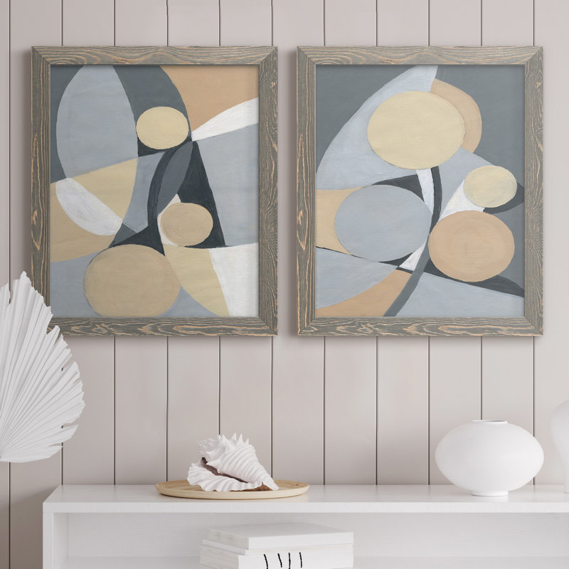 Millenium I - ensemble de 2 reproductions d'art, Pas de tapis, Toile avec cadre gris, H 20 po x l 17 po x P 1 po