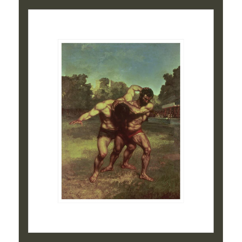 Les lutteurs, Gustave Courbet, impression giclée encadrée, H 16,3 po x l 13,75 po