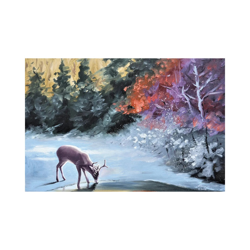 Buck Taking A Break By The Creek by D. "Rusty" Rust - Wrapped Canvas Gallery-Wrapped Canvas Giclée