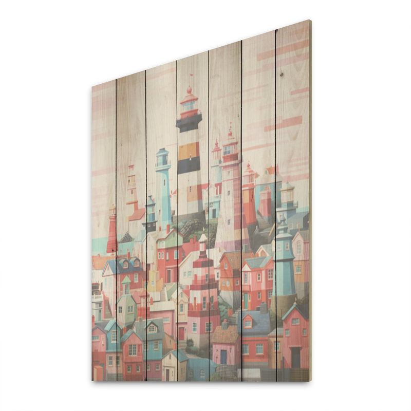Minimalisme, phares cubiques I, art mural en bois sur bois de pin naturel, H 40 po x l 30 po
