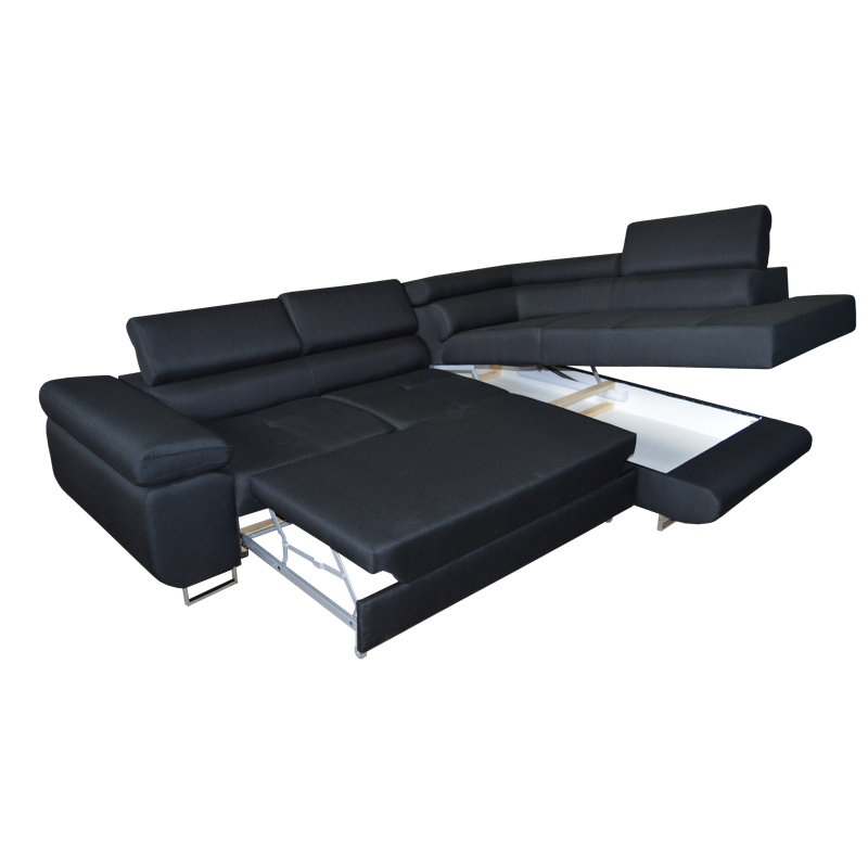 Anguel 4 Seater Sofa Bed, Right Hand Facing, Red/Black 