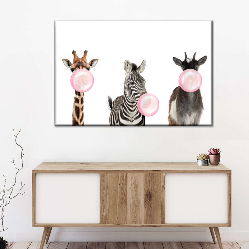 «Bubble Gum Safari Animals», reproduction sur toile, L 16 po x H 24 po