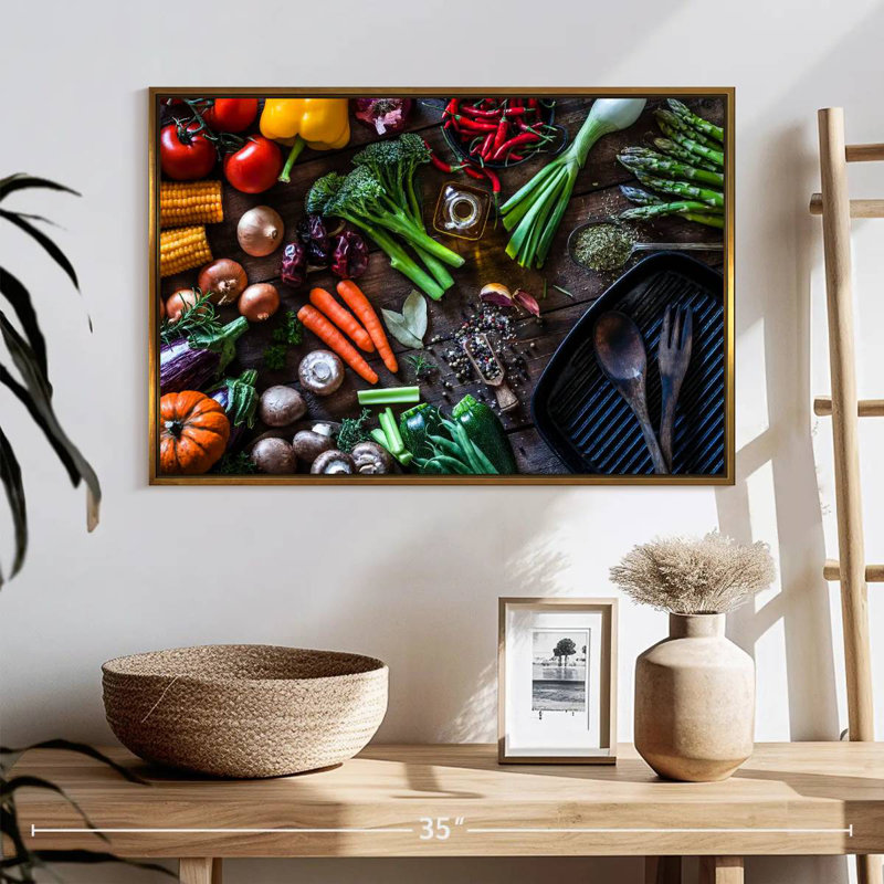 Sauté de légumes, Cadre flottant doré, 25 po x 17 po