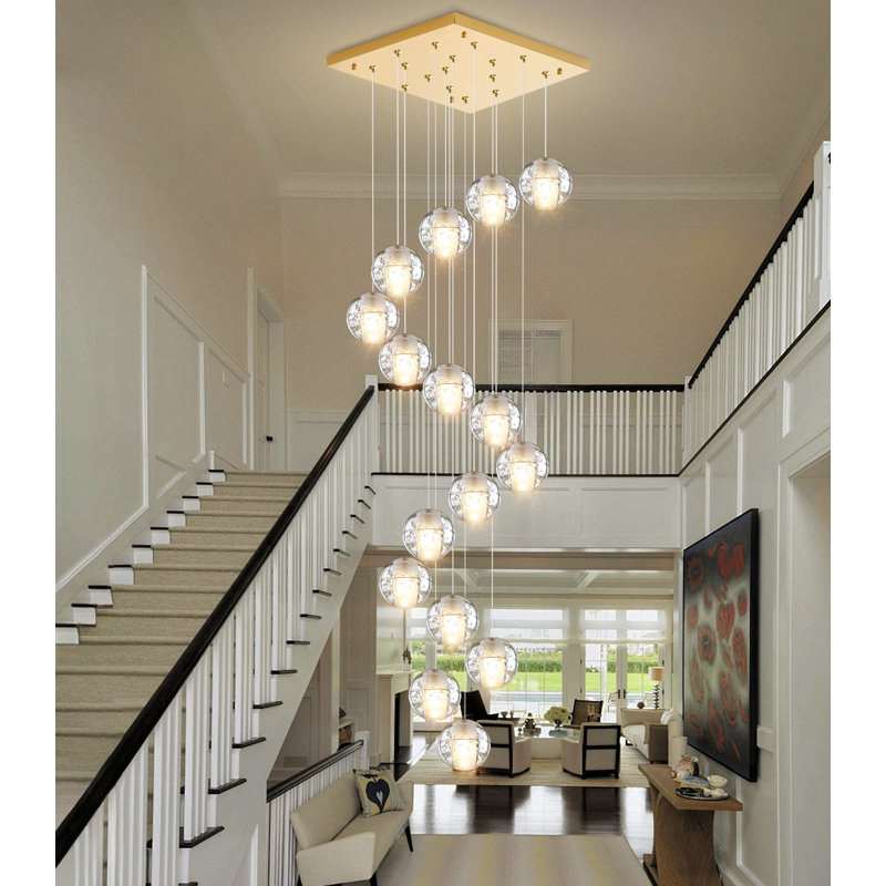 16 Lights Glam Crystal Chandelier Long Light, Gold