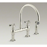 Parq Two-Hole Deck-Mount Kitchen Sink Faucet with 9" Gooseneck Spout and Tri Handles
