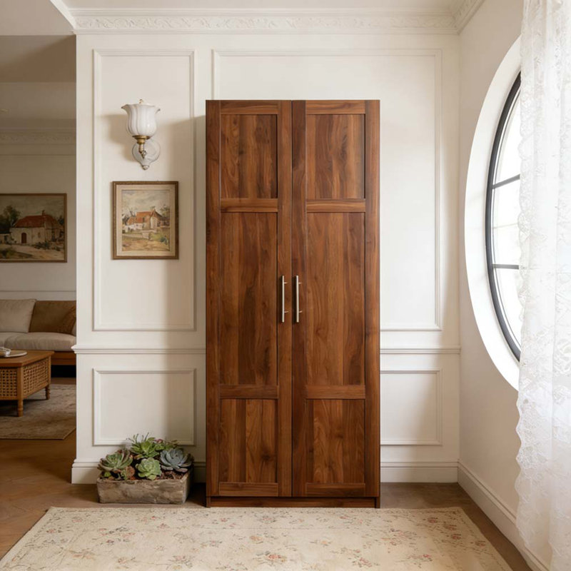 Garde-manger, armoires de rangement pour garde-manger avec 2 portes et 3 tablettes, Noyer