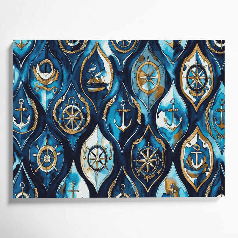 Art nautique sur toile gris, H 11 po x l 14 po