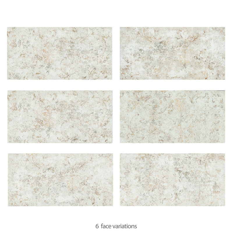 Pictura 23-1/2 In. X 47 In. Porcelain Floor And Wall Tile, White/Beige