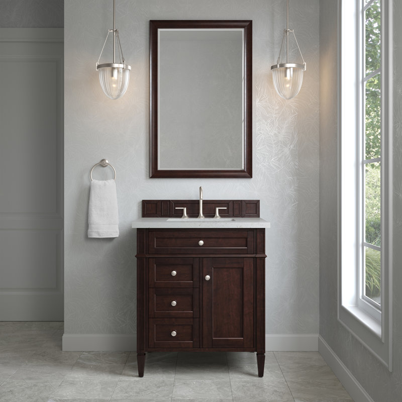 Brittany 30 in. Single Vanity, Burnished Mahogany, Lime Delight, 8" Widespread