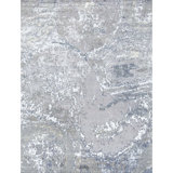 Hand-Knotted High-Quality Gray and Blue Area Rug