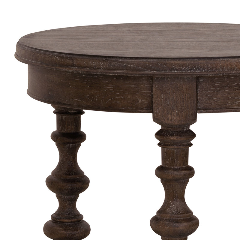 Brown Round Wood Traditional End Table with Storage