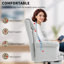 Chaise de bureau à haut dossier HOMcom, chaise de bureau inclinable avec repose-pieds, coussin épais, mousse à haute résilience, hauteur réglable, roulettes, blanc crème