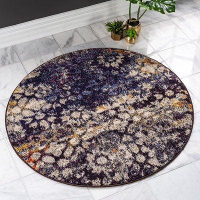Dimonetta Abstract Navy Blue Area Rug
