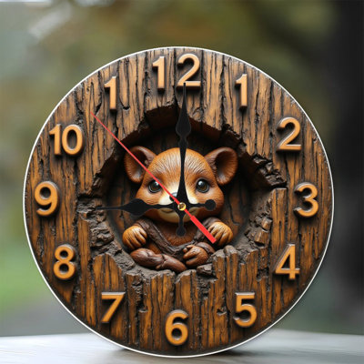 10'' Round MDF Wall Clock with Silent Quartz Movement and No-Drill Hanging Hook(AA Batteries Not Included)
