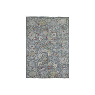 6'1" x 8'8" New Hand Knotted Grey Wool Rectangle Oriental Rug - MOA10270011
