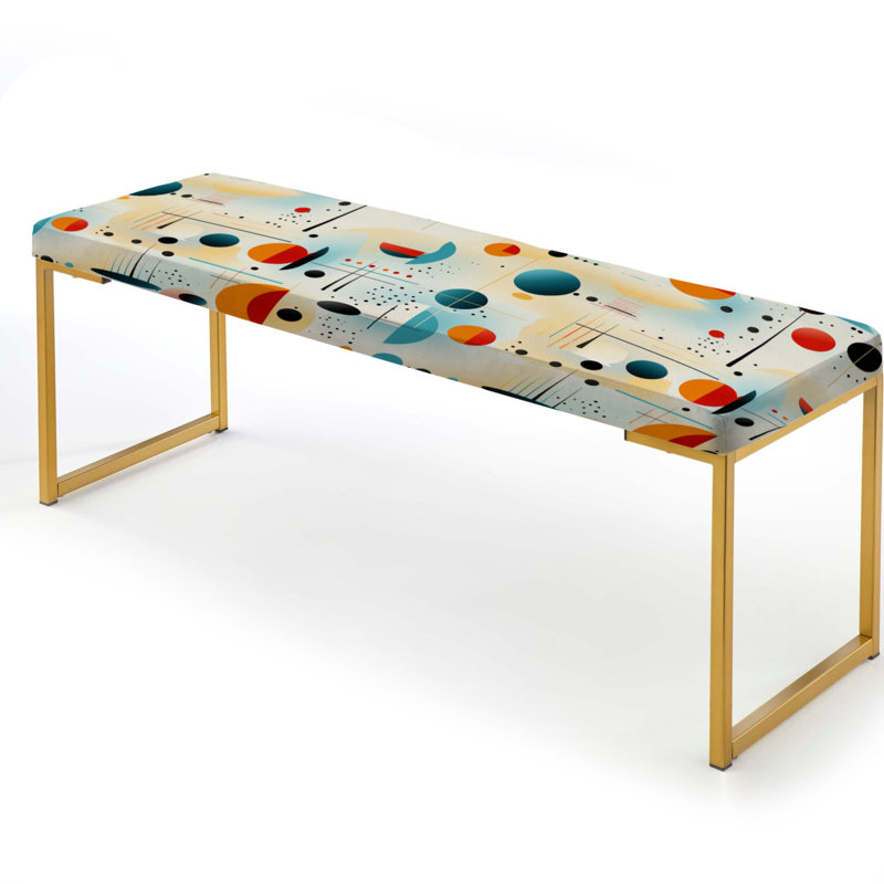 Banc rembourré or, Art abstrait Mcm