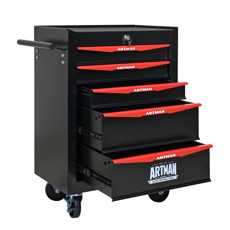 Rolling Metal Tool Chest With 5 Drawers