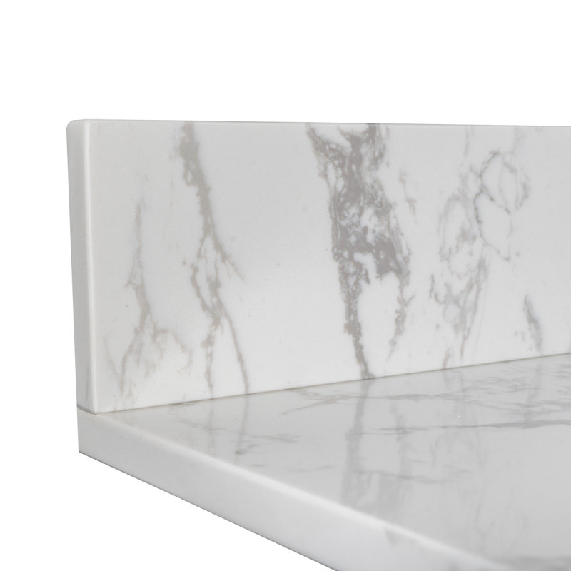 Dessus de meuble-lavabo en pierre Montary avec lavabo rectangulaire encastré en céramique Montary