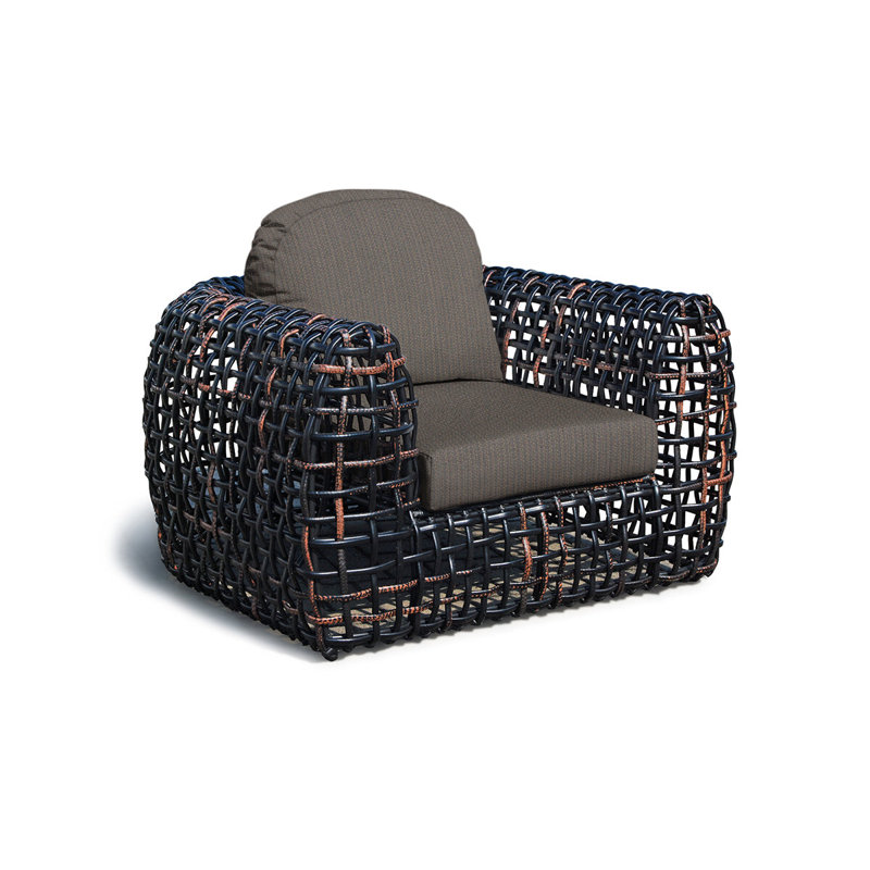 Dynasty Outdoor Lounge Chair, Black Mushroom, Spectrum Graphite Sunbrella® Plainweave