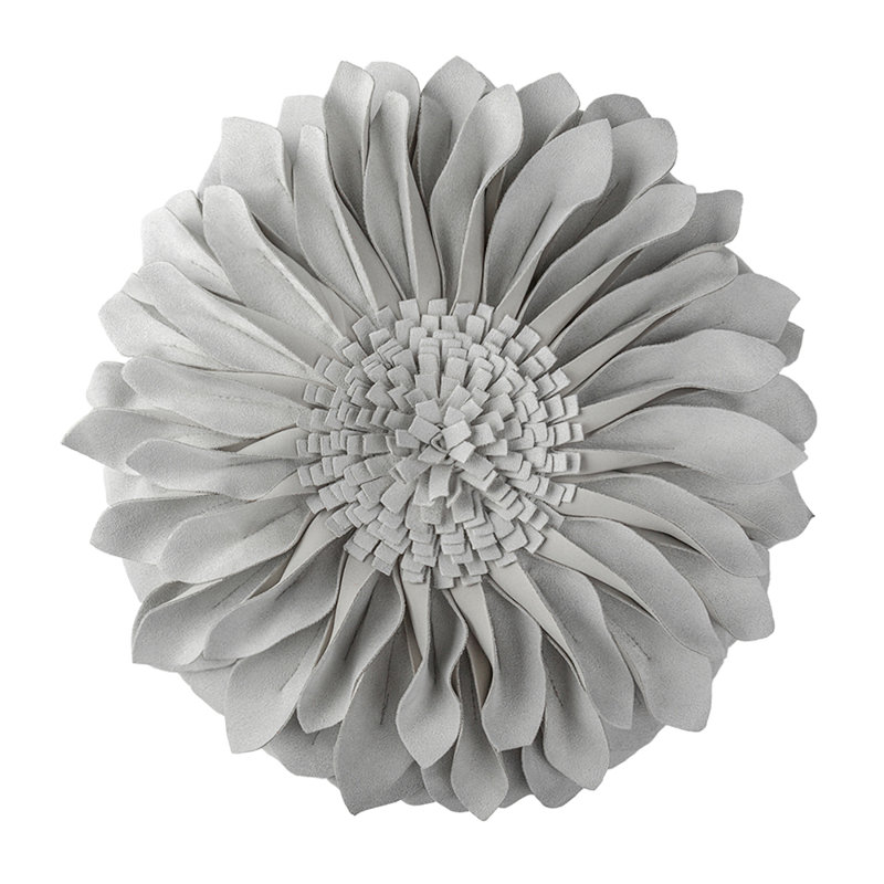  Housse et insert de coussin décoratif en tournesol Appliqued, Velours gris clair, Carré 12 po
