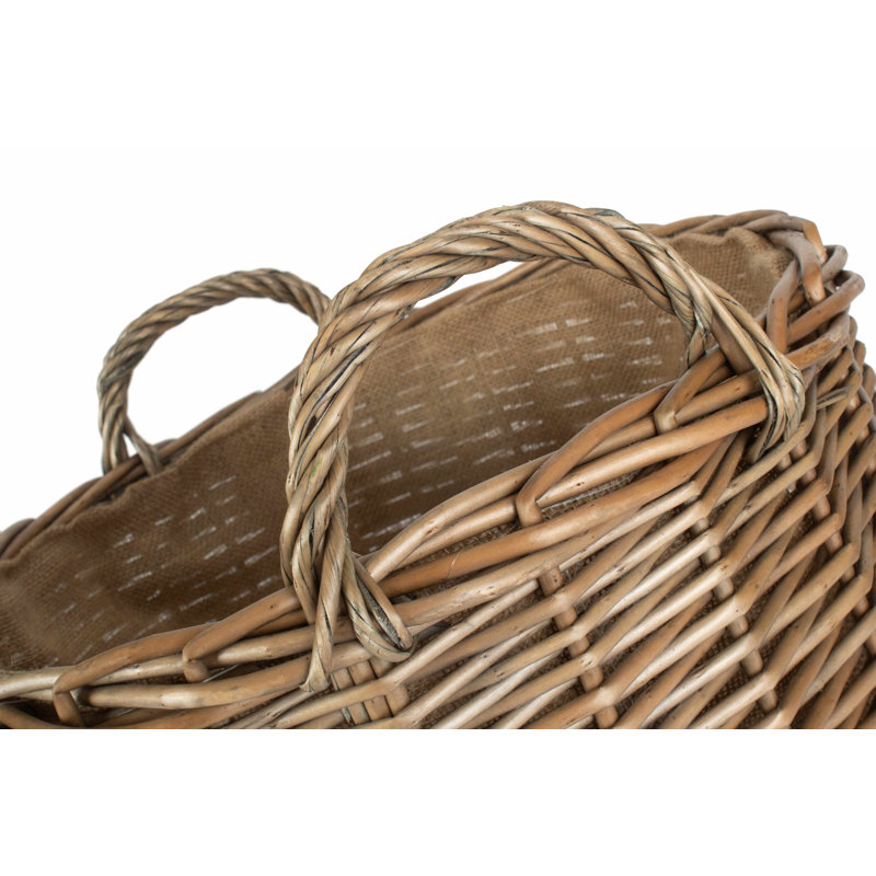 Wicker Lined Log Storage Basket, 40cm H x 42cm W x 42cm D