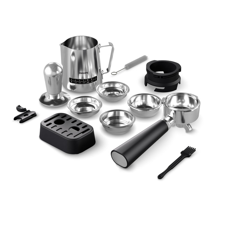 Stainless Steel Semi-Automatic Espresso Machine with Grinder and Steam Wand
