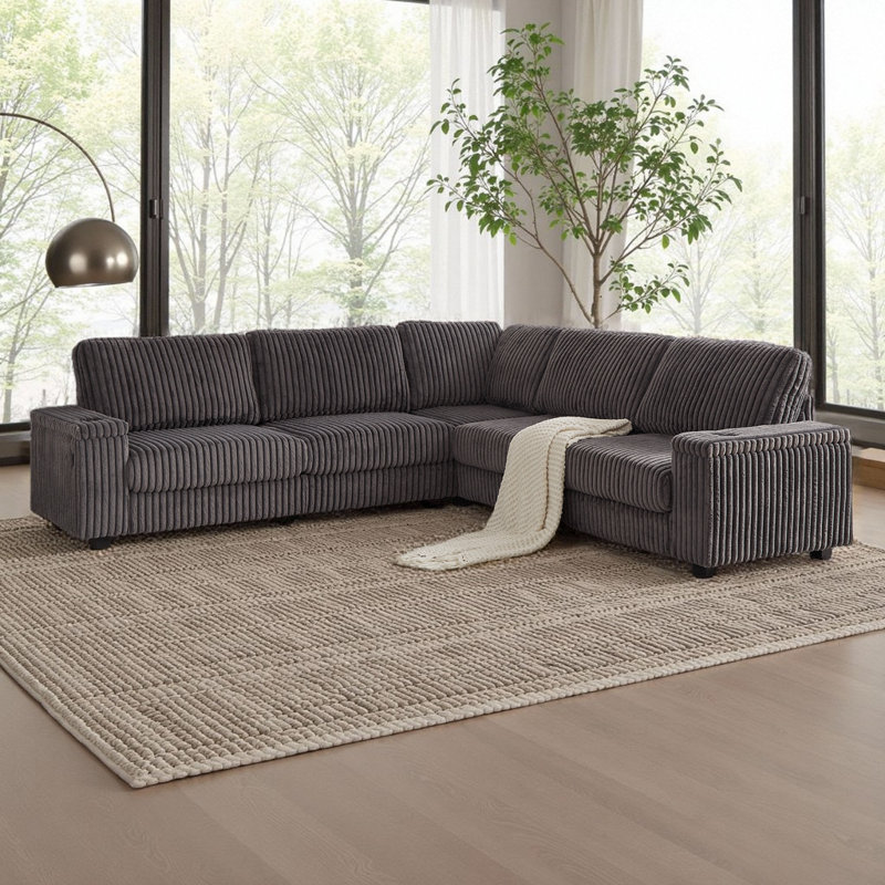 Canapé modulaire en L 110 po Smart, Dark Grey Corduroy