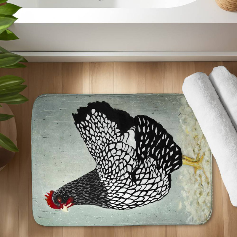 Meah Non-Slip Bath Mat, 24" W x 17" L, Gray/Black