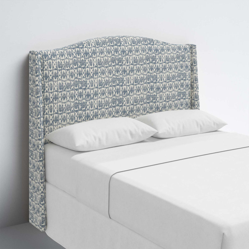 Vasiliy Upholstered Headboard, Twin, Cotton Geometric Blue