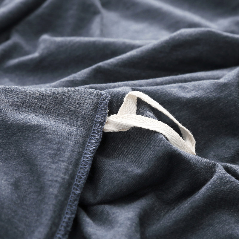 Full Charcoal Gray Jersey Cotton Duvet Cover Set