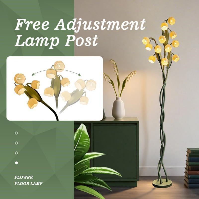 12 Heads Flower Floor Lamp, Lily Of The Valley Green Flower Lamp For Living Room With Flexible Neck For Nook, Bedroom Office, Dorm, Home