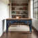 Brixham 53 inch Writing Desk, No Assembly Required, Blue Denim and Whiskey Finish
