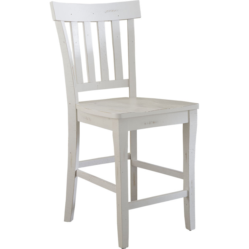 Destinee Solid Wood Counter Stool, Rustic White