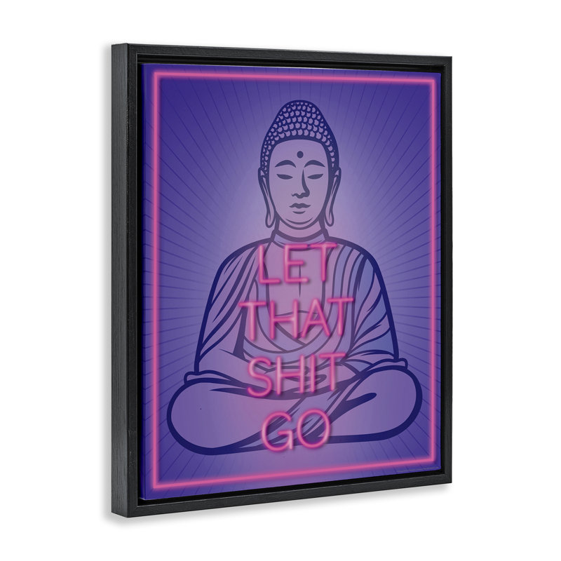 "Let That Sh * t Go Meditation", art mural encadré flottant par Reinders, Cadre flottant noir de jais, H 21 po x l 17 po