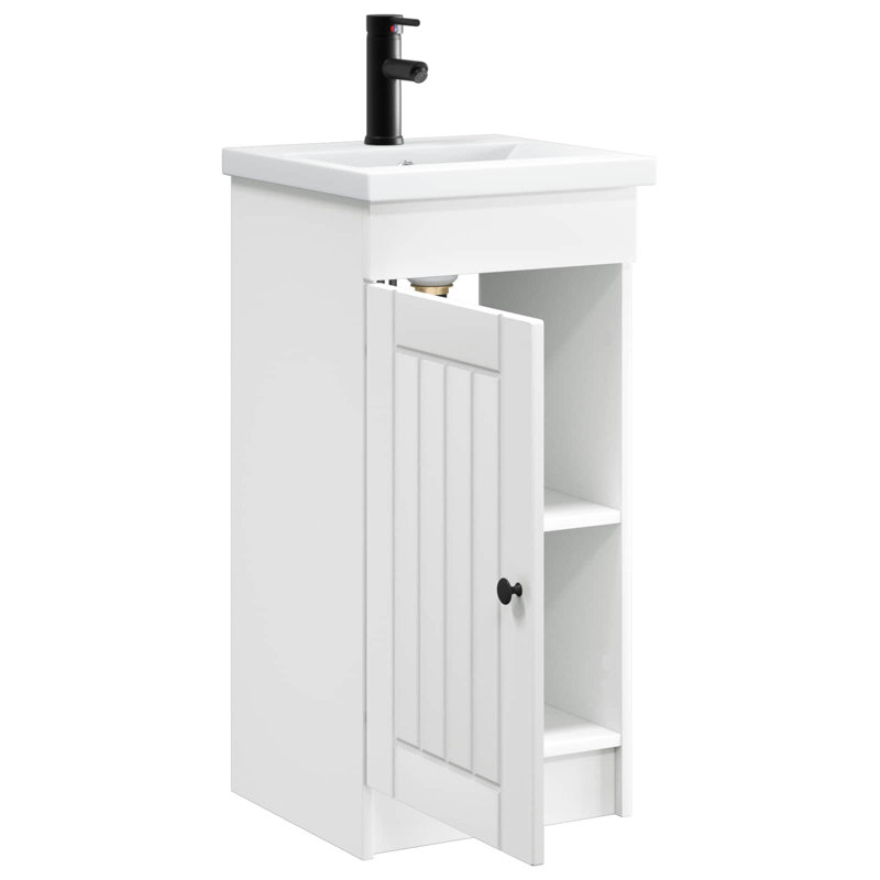 Single Bathroom Vanity with Ceramic Basin, White