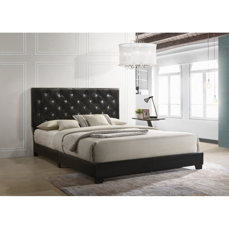 Gaozong Upholstered Standard Bed, Full, Black